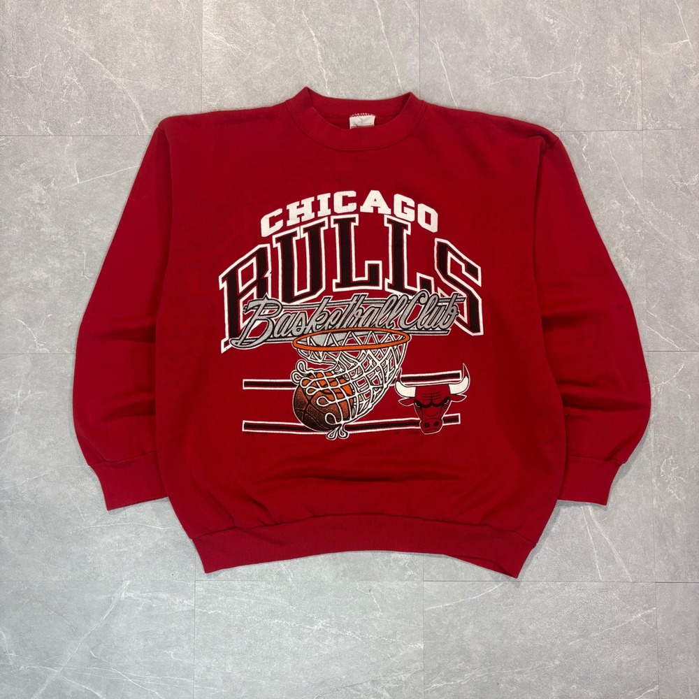 Vintage 1990 Chicago Bulls Tultex Sweatshirt Red Mens XL NBA Basketball Club USA